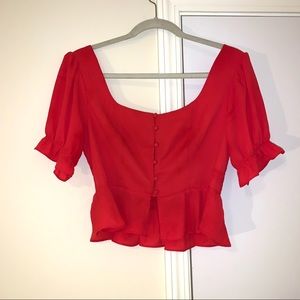 Dressy Red Cropped Blouse